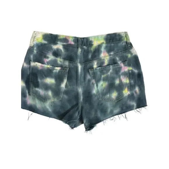 Pacsun High Rise TIE DYE FESTIVAL Denim Jean Shorts | Sz 27 | New! - Picture 3 of 9